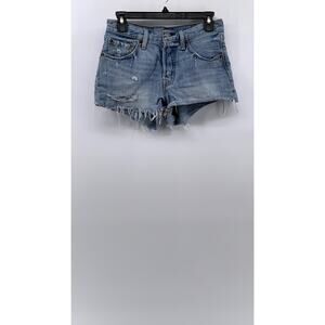 LEVI'S Women's Blue Denim Distressed 501 Shorts SZ 26